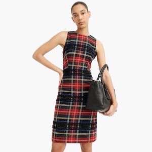 j.crew  sheath dress in lurex stewart tartan 14